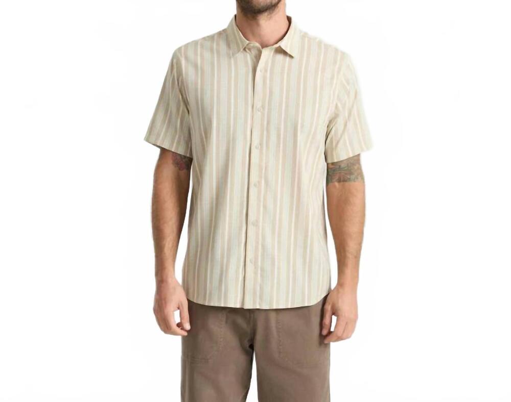 NEW ROARK bless up short sleeve button down shirt in beige